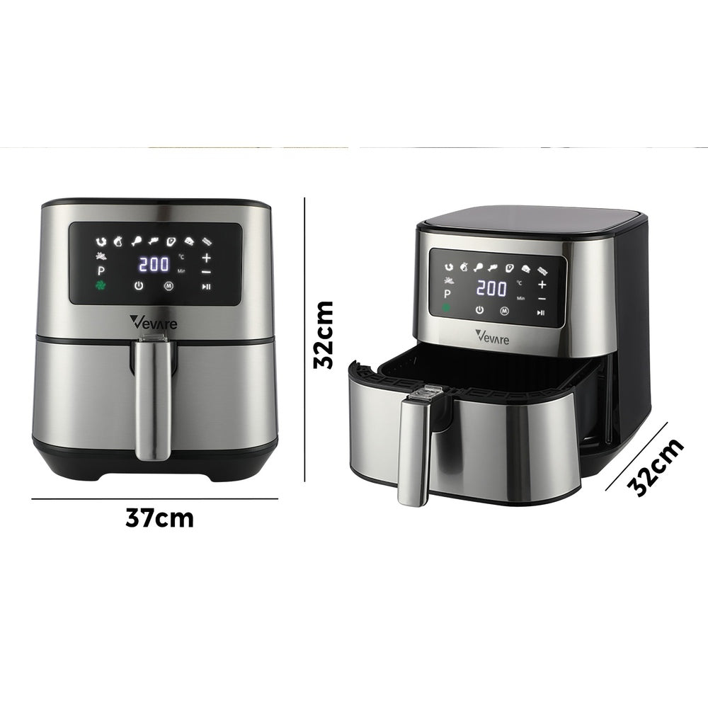 Vevare Air Fryer 5.5L LCD Airfryers Electric Oven Oil Free Kitchen Cooker Silver