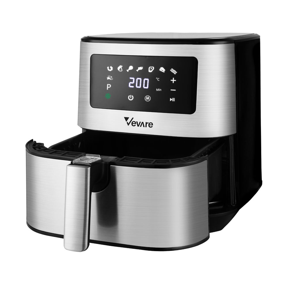 Vevare Air Fryer 5.5L LCD Airfryers Electric Oven Oil Free Kitchen Cooker Silver