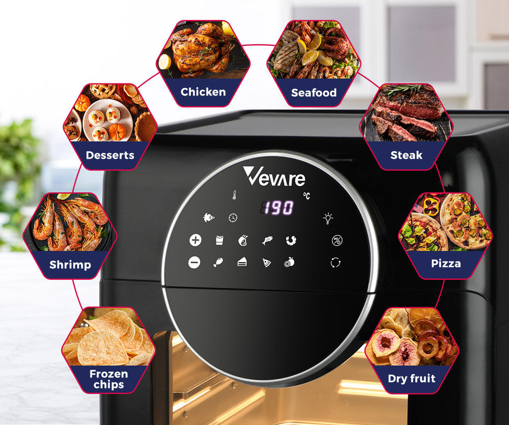 Vevare Air Fryer 10L LCD Fryers Low Fat Oven Airfryer Kitchen Cooker 1500W