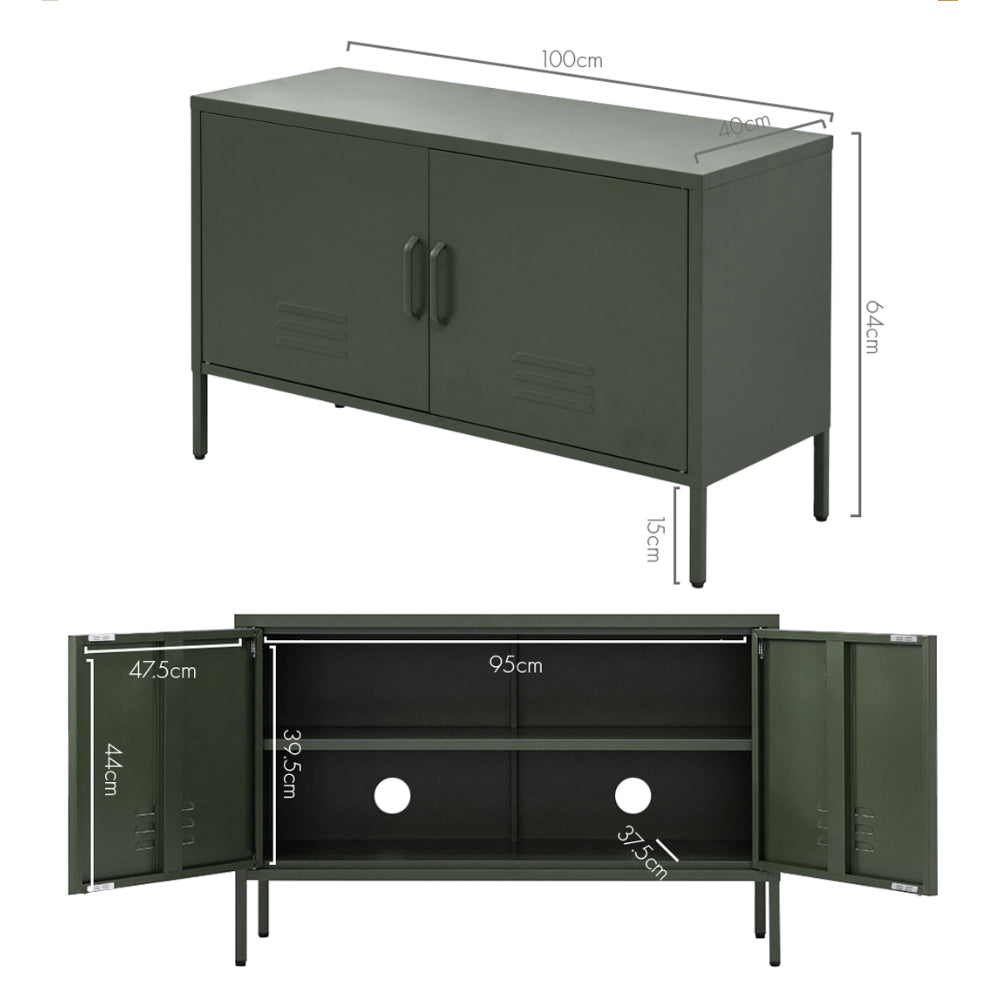 Buffet Sideboard Metal Cabinet - BASE Charcoal/Green/Pink/White