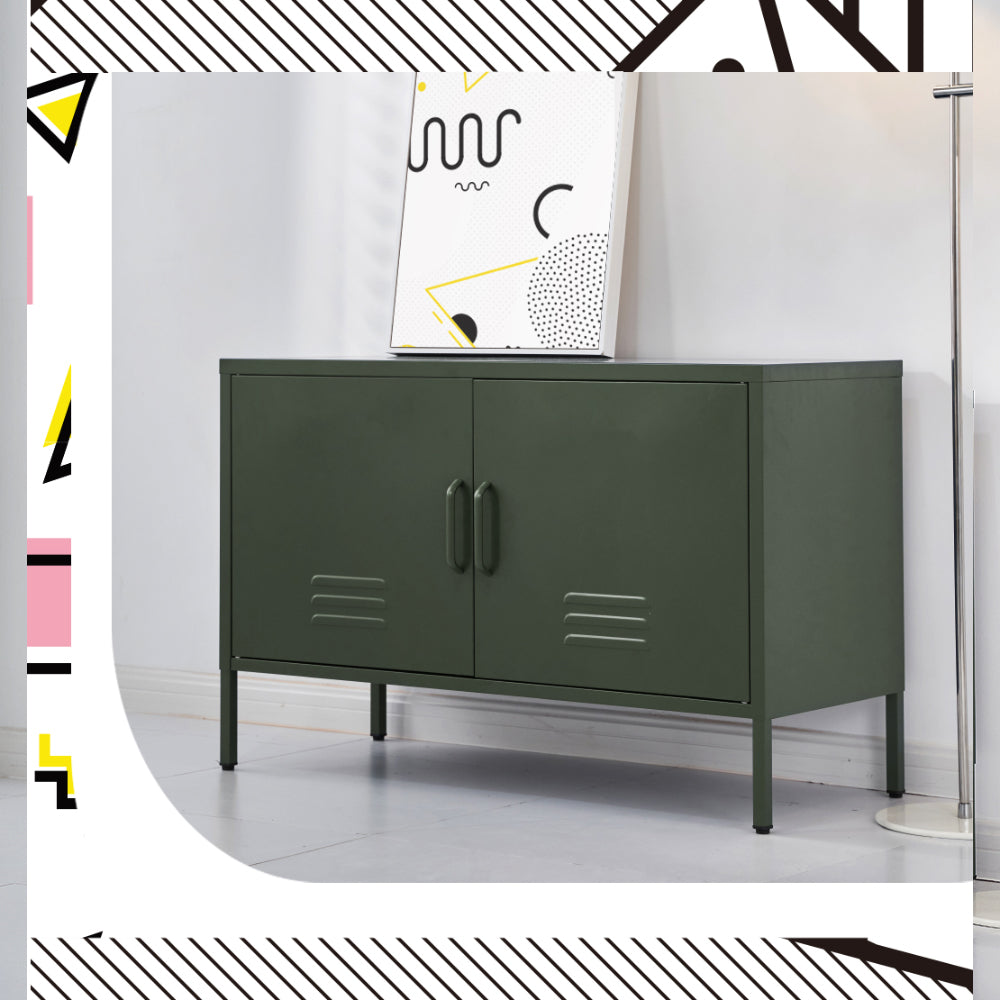 Buffet Sideboard Metal Cabinet - BASE Charcoal/Green/Pink/White