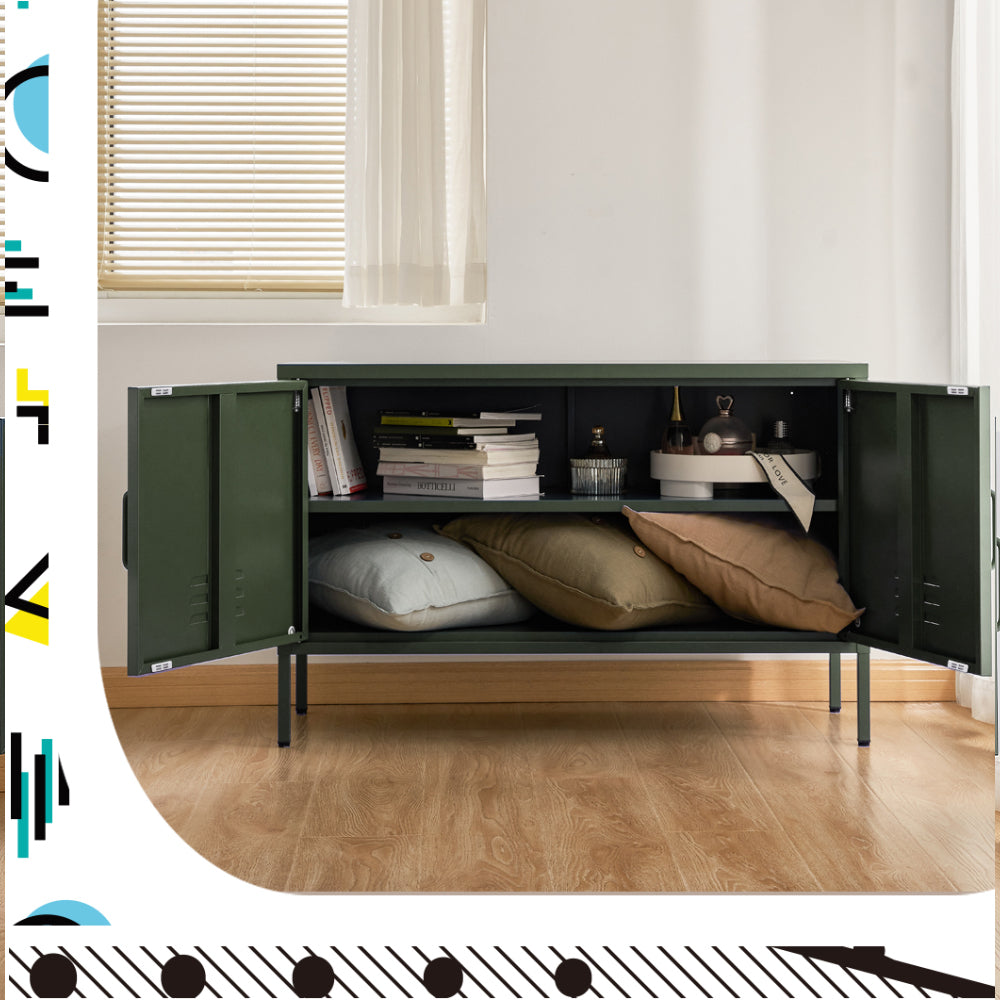 Buffet Sideboard Metal Cabinet - BASE Charcoal/Green/Pink/White