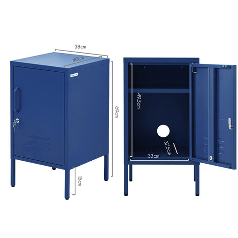 Bedside Table Metal Cabinet - Blue