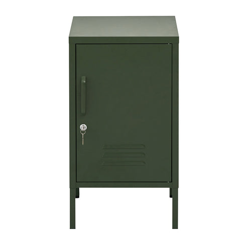 Bedside Table Metal Cabinet - Black/Green