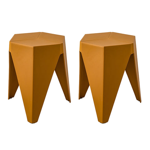 Stylish Black Plastic Foot Stools - Set of 2