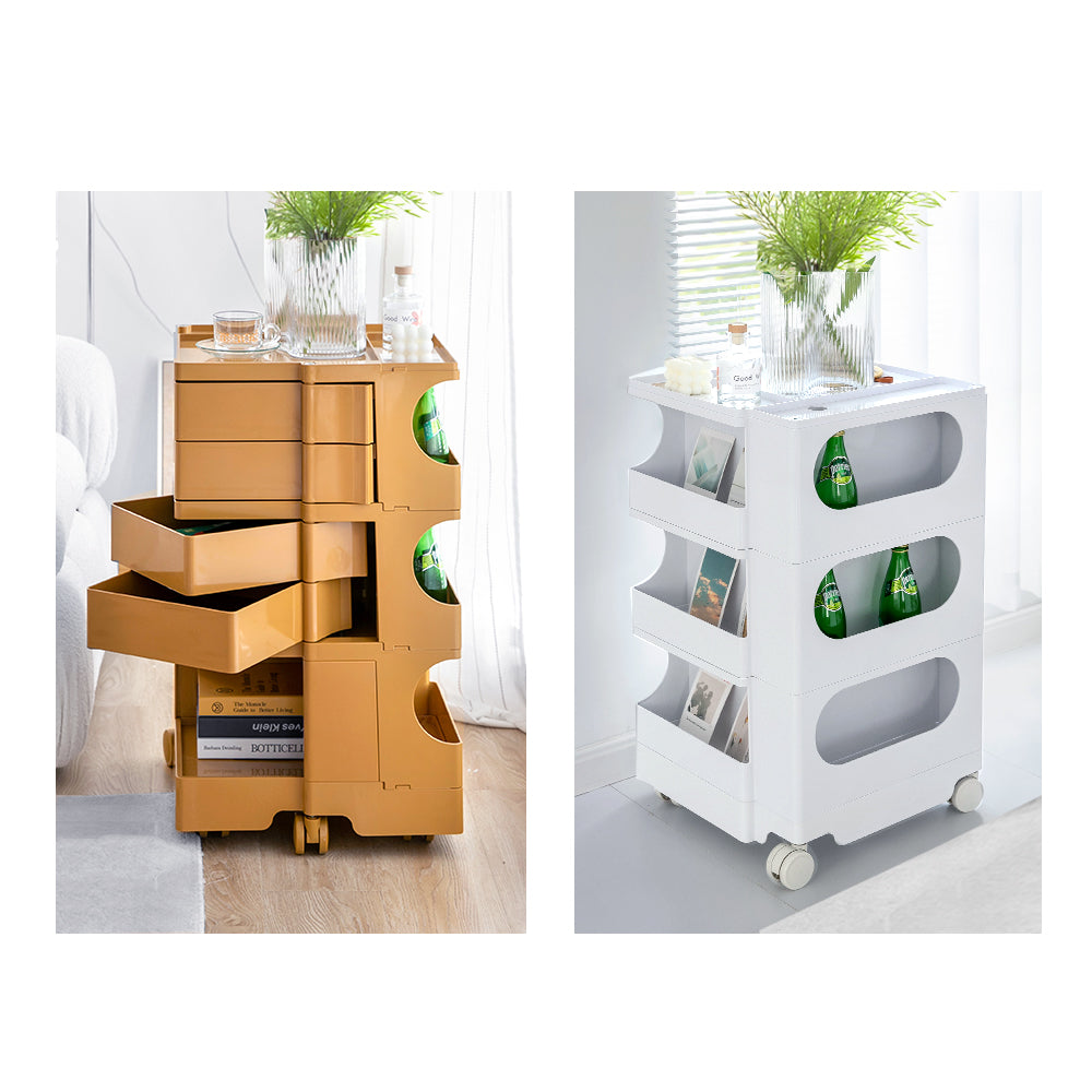 Modern Boby Trolley Mobile Storage Cart Shelf 5 Tier Drawer YE/OR/GR/GY/PK/WH