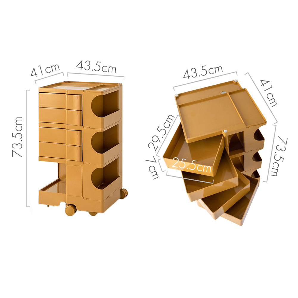 Modern Boby Trolley Mobile Storage Cart Shelf 5 Tier Drawer YE/OR/GR/GY/PK/WH