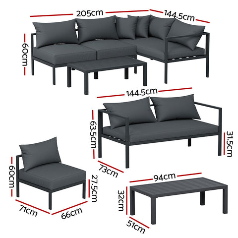 Modern 4-Seater Aluminum Outdoor Sofa Set