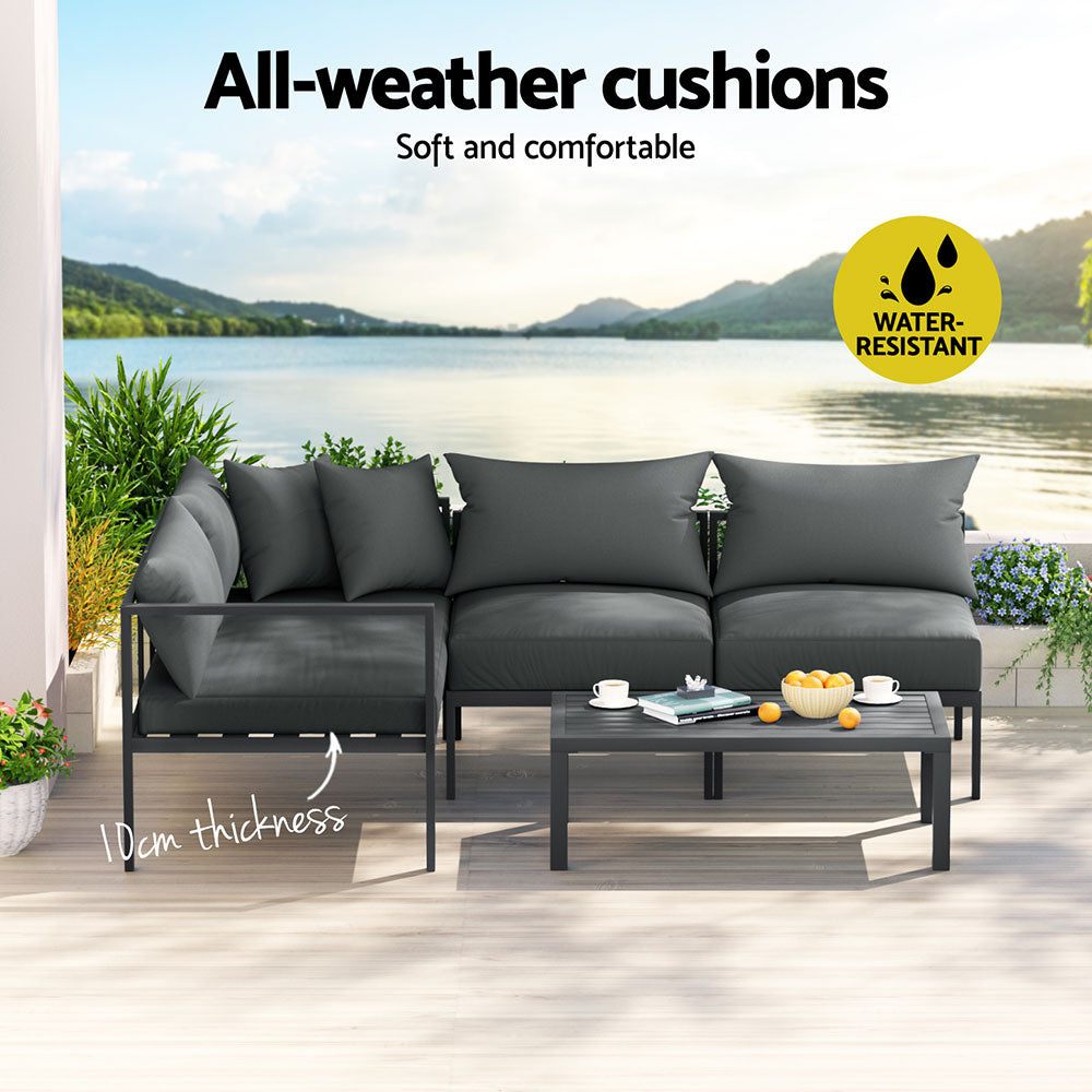 Modern 4-Seater Aluminum Outdoor Sofa Set