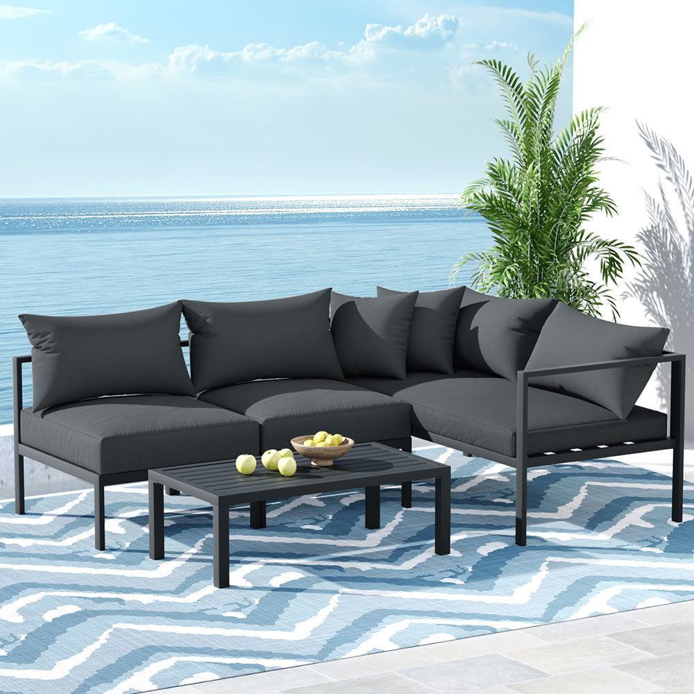 Modern 4-Seater Aluminum Outdoor Sofa Set