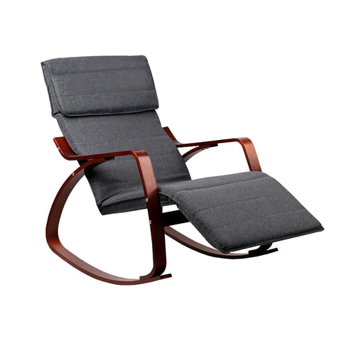 Rocking Armchair Bentwood Frame With Footrest Charcoal Afton