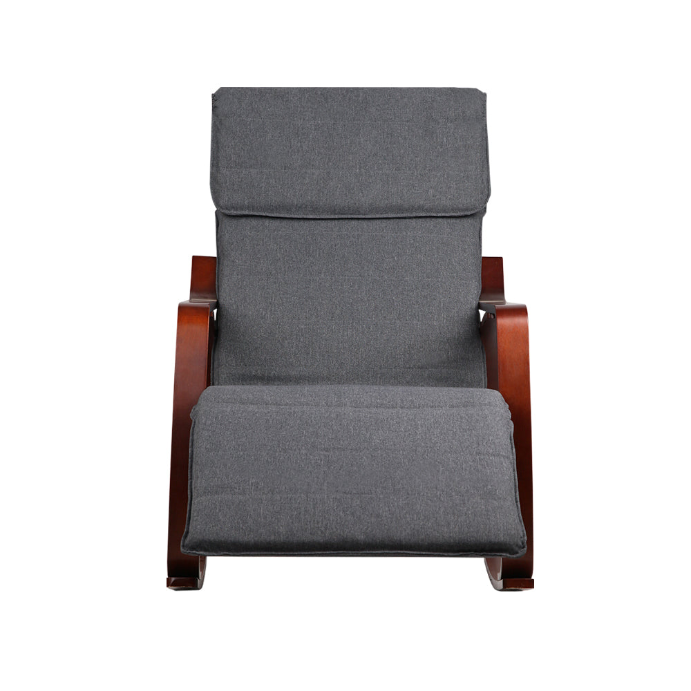 Rocking Armchair Bentwood Frame With Footrest Charcoal Afton