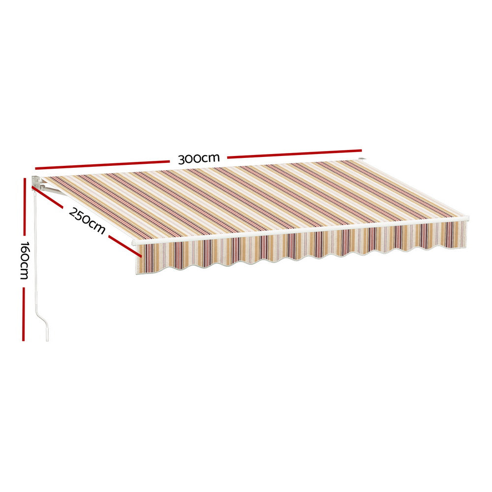 Retractable Folding Arm Awning Manual Sunshade 3Mx2.5M 