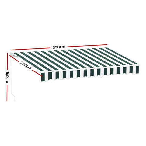 Retractable Folding Arm Awning Manual Sunshade 3Mx2.5M