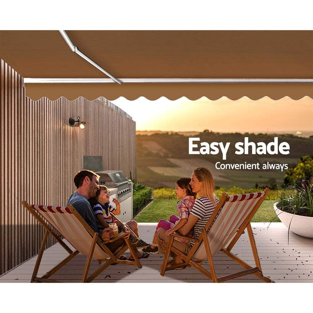 Retractable Folding Arm Awning Manual Sunshade 4Mx2.5M Grey