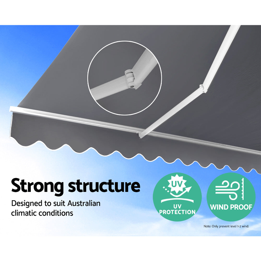 Retractable Folding Arm Awning Manual Sunshade 4Mx2.5M Pearl Grey