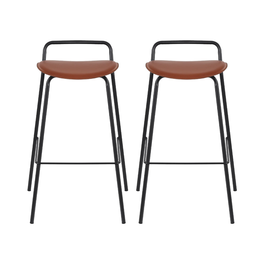 2x Bar Stools Kitchen Counter Stools Metal Brown