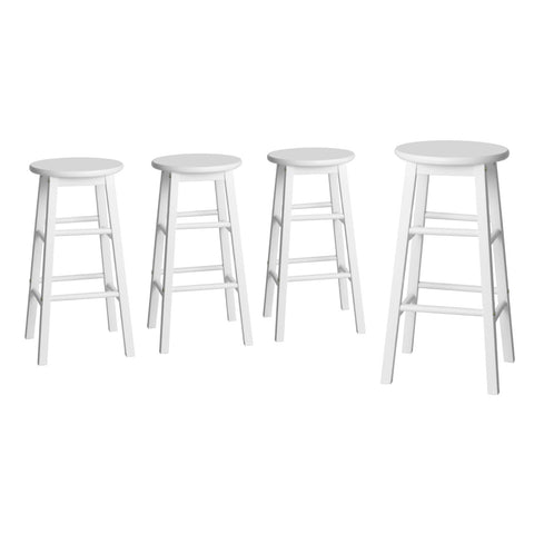 4x Bar Stools Round Chairs Wooden White Stylish