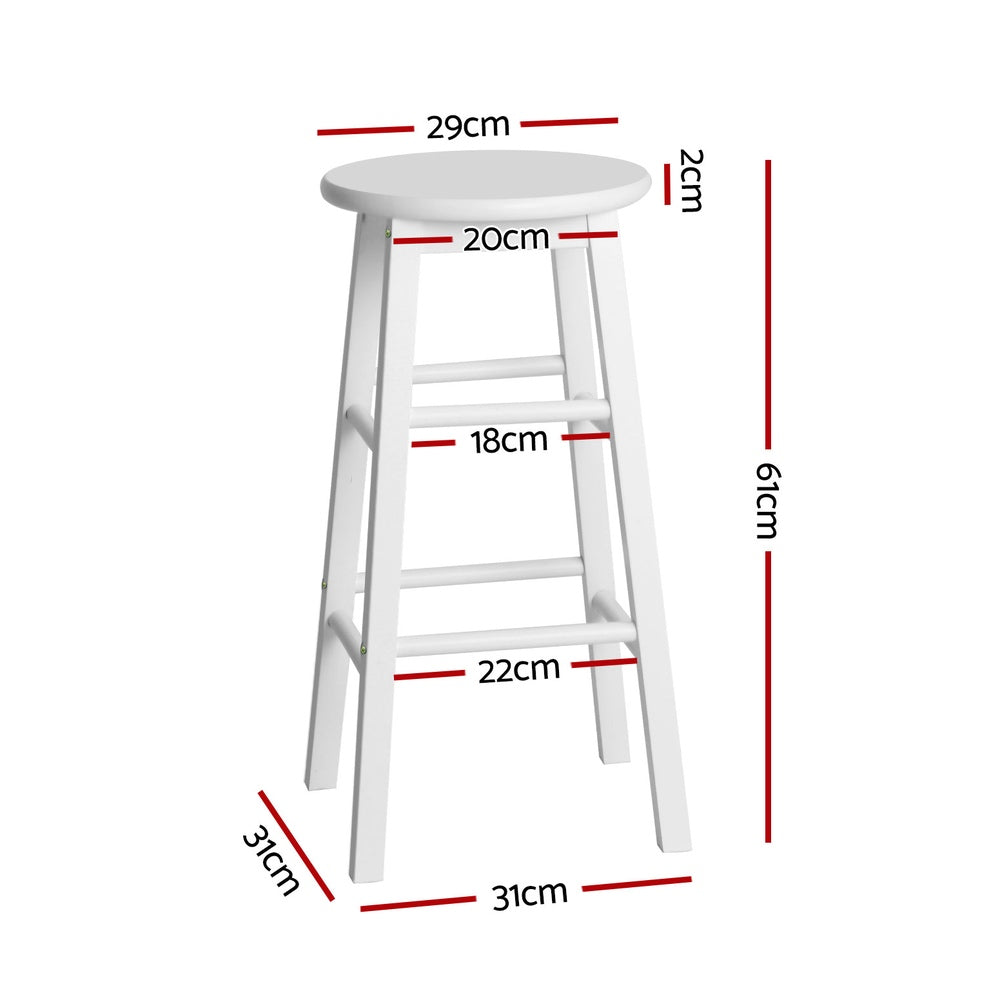 4x Bar Stools Round Chairs Wooden White Stylish