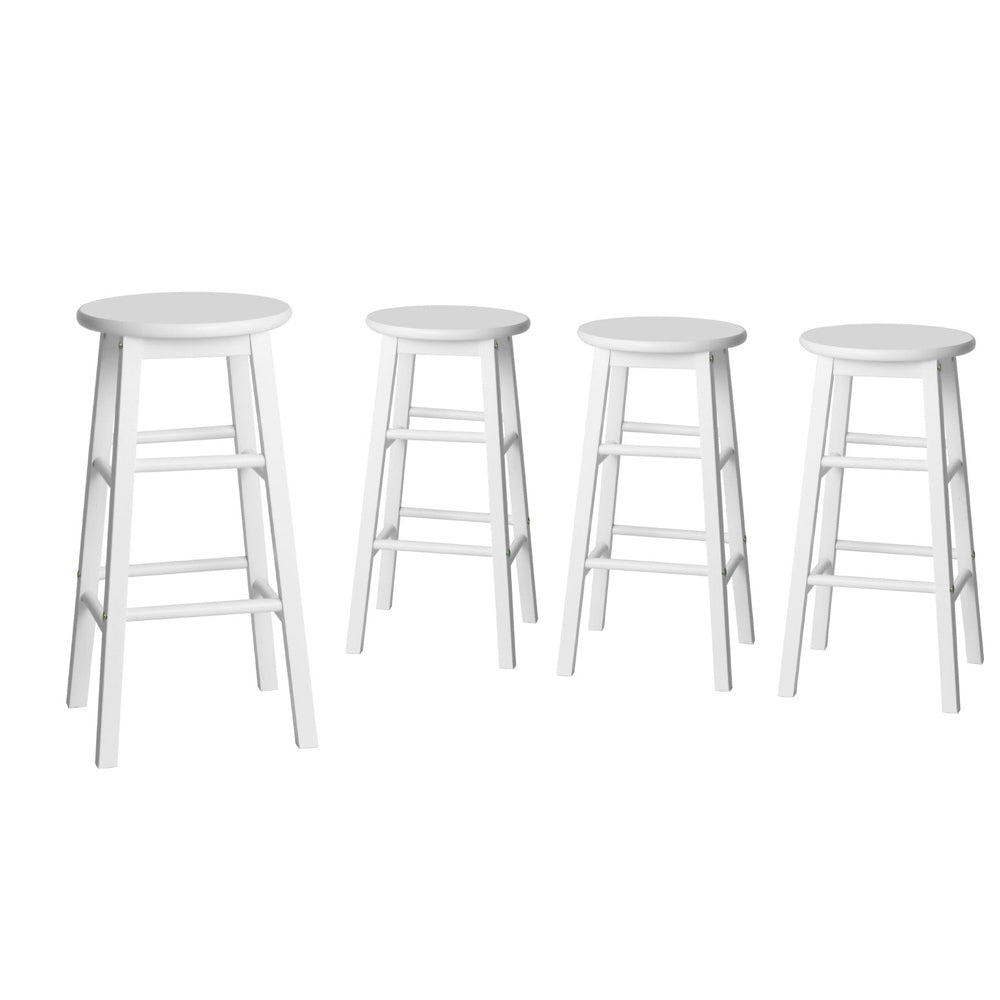 4x Bar Stools Round Chairs Wooden White Stylish