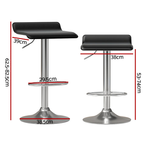 Modern Black/White Leather Bar Stools Set for Kitchen and Dining (x2)