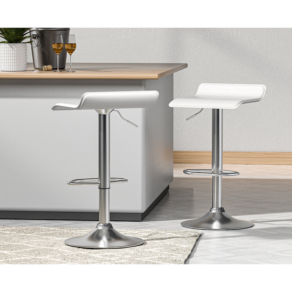 Modern Black/White Leather Bar Stools Set for Kitchen and Dining (x2)