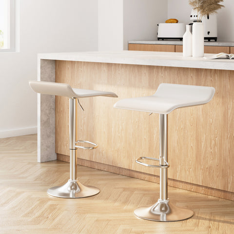 Modern Black/White Leather Bar Stools Set for Kitchen and Dining (x2)