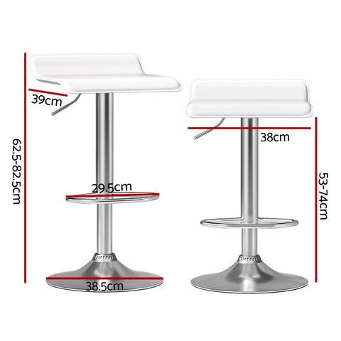 Modern Black/White Leather Bar Stools Set for Kitchen and Dining (x2)