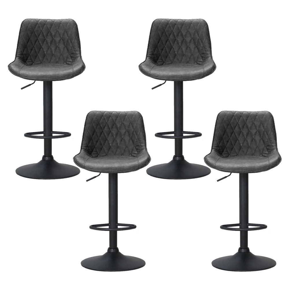 4X Bar Stools Gas Lift Vintage Leather Black