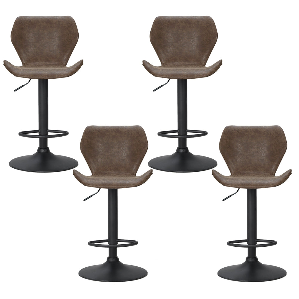 4X Bar Stools Gas Lift Vintage Leather Black