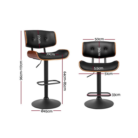 Bar Stools Gas Lift Leather All Black