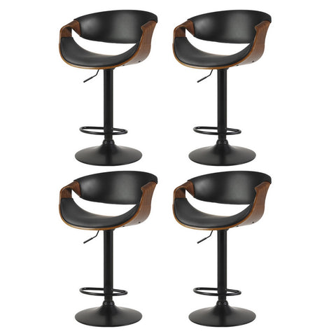 4x Bar Stools Gas Lift Leather w/Armrest