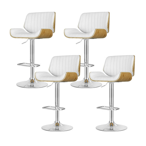 4x Bar Stools Adjustable Leather Chairs