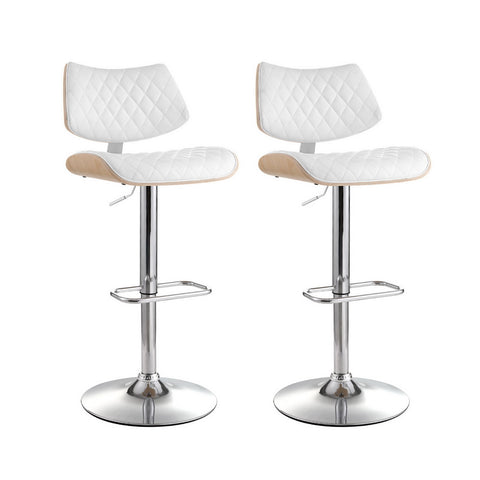 2x/4x Leather Bar Stools Gas Lift Design Black/White