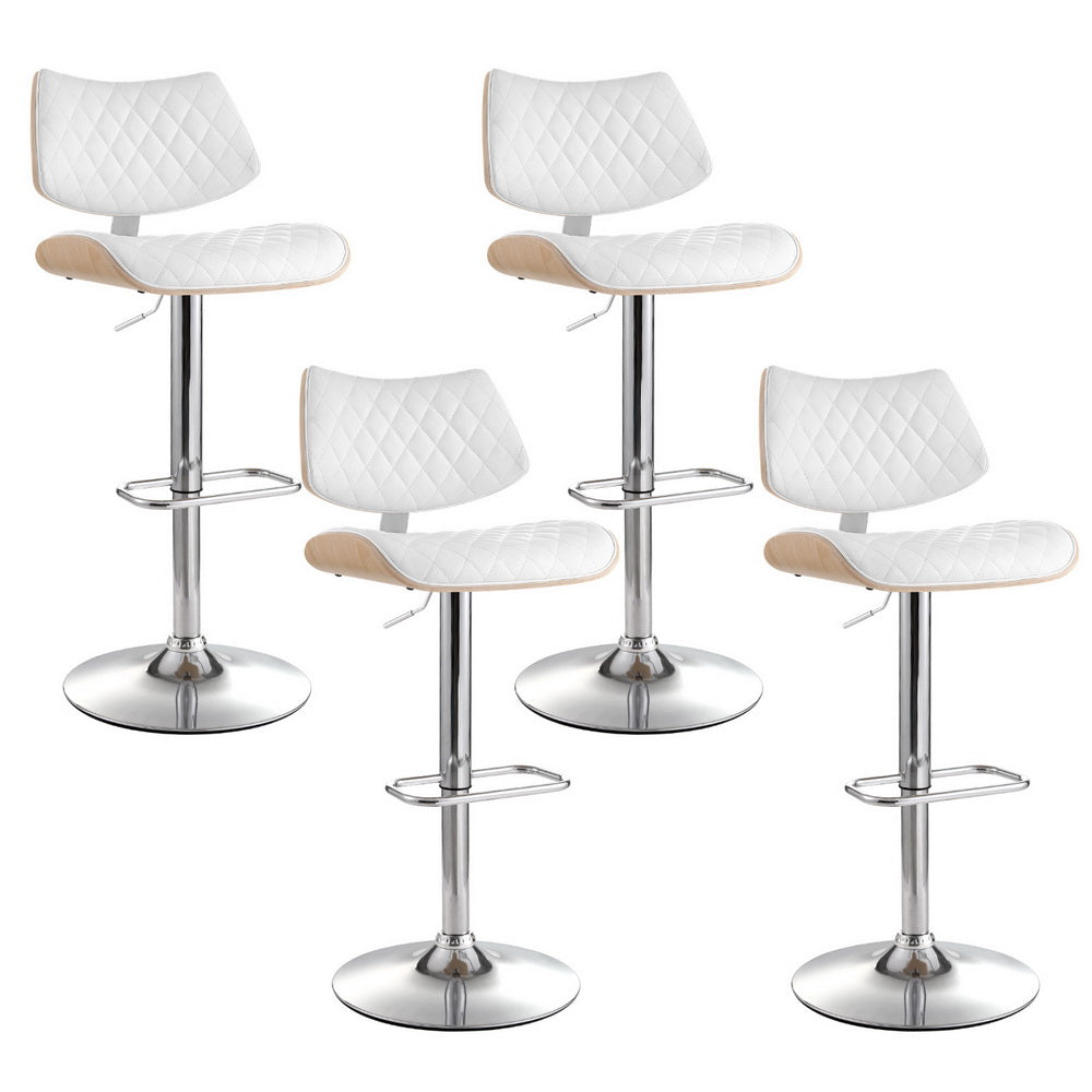 White Gas Lift Bar Stools - Set of 4