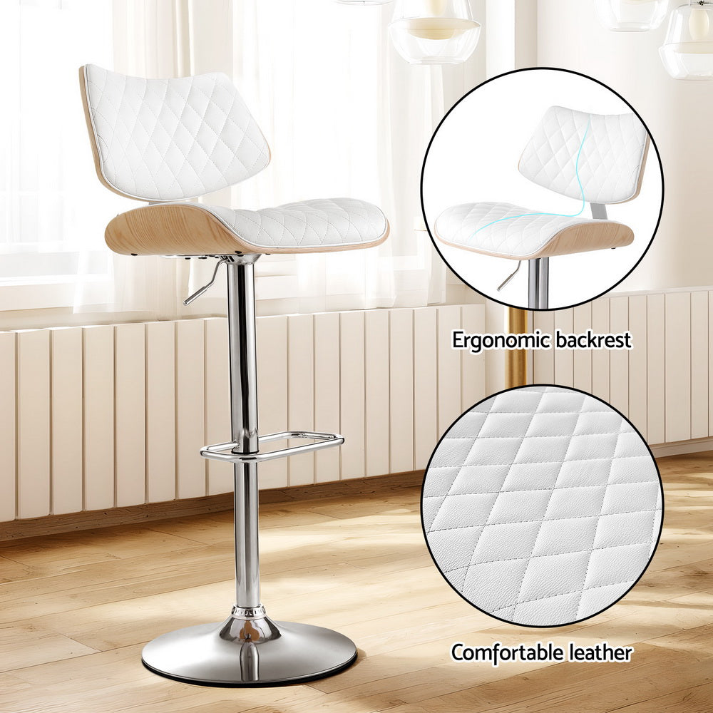 White Gas Lift Bar Stools - Set of 4