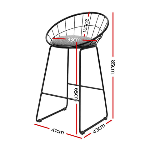 2x Bar Stools Padded Seat Metal