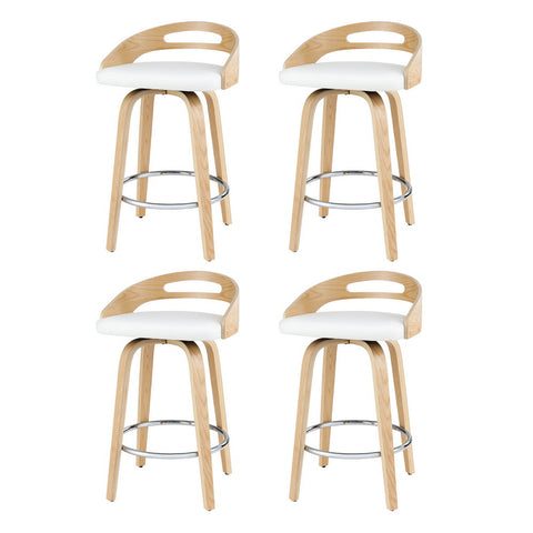  4x Bar Stools Swivel Dining Chairs Low Back Counter Seat PU Cushion