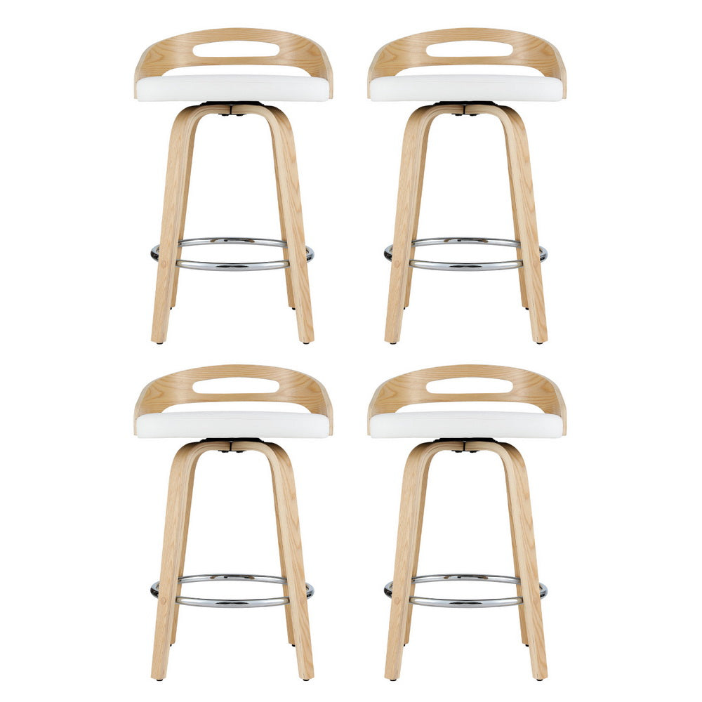  4x Bar Stools Swivel Dining Chairs Low Back Counter Seat PU Cushion