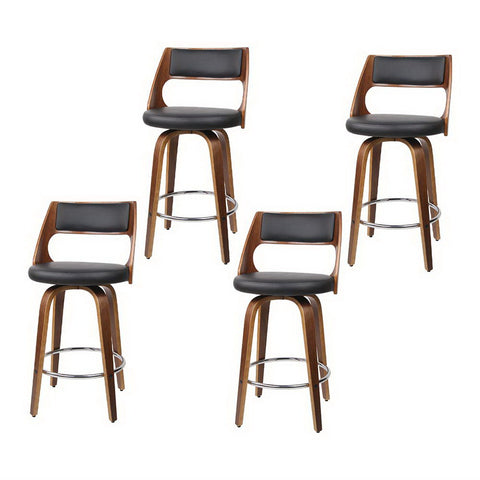 4x Bar Stools Swivel Leather Chair 65cm Comfortable and Stylish 