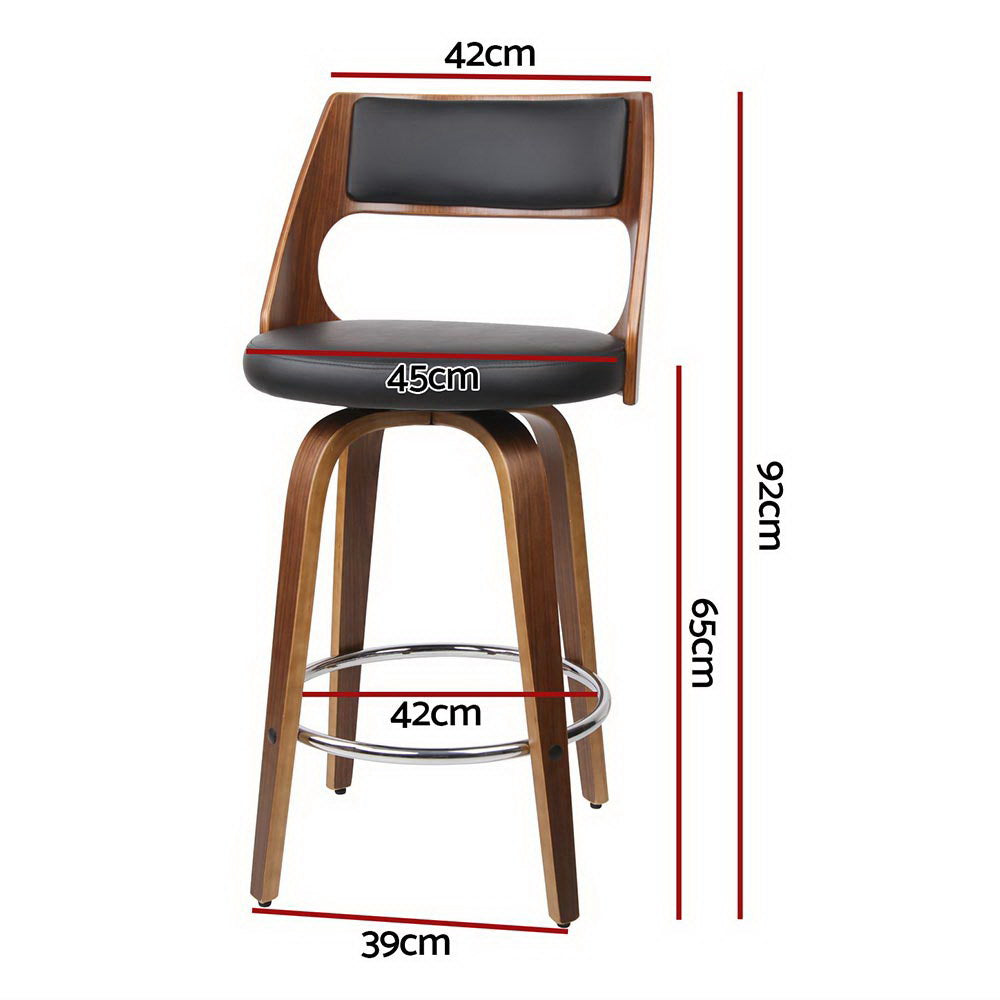 4x Bar Stools Swivel Leather Chair 65cm Comfortable and Stylish 