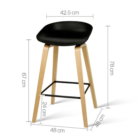 4x Artiss Bar Stools Kitchen Counter Stool Dining Chairs Wooden Black