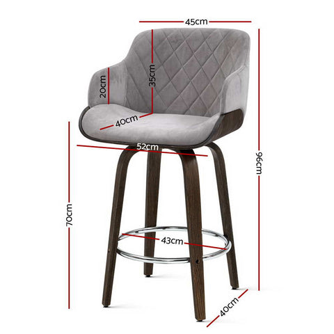 Bar Stools Swivel Velvet Padded Wooden