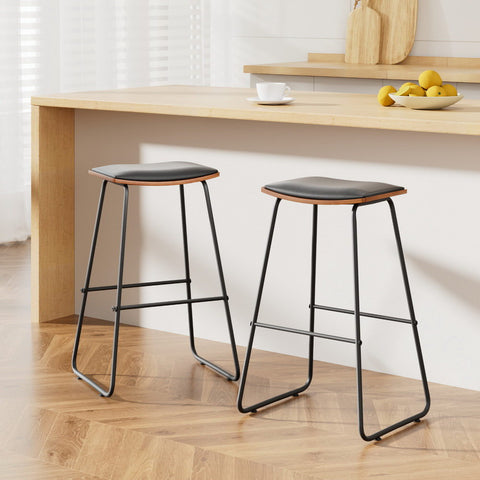 Stylish Bar Stools - Set of 2 Metal Chairs