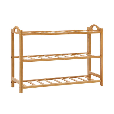 Stylish Bamboo Shoe Rack - 3-Tier 9 Pairs