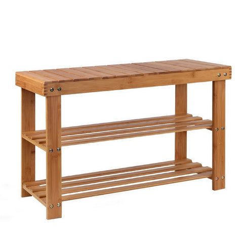 Durable Bamboo Shoe Rack Bench - 10 Pairs