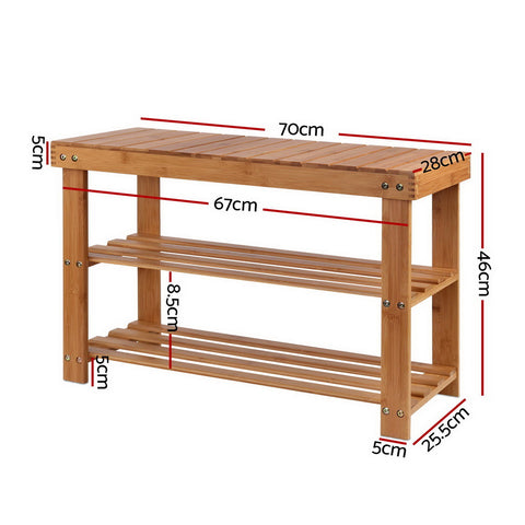 Durable Bamboo Shoe Rack Bench - 10 Pairs