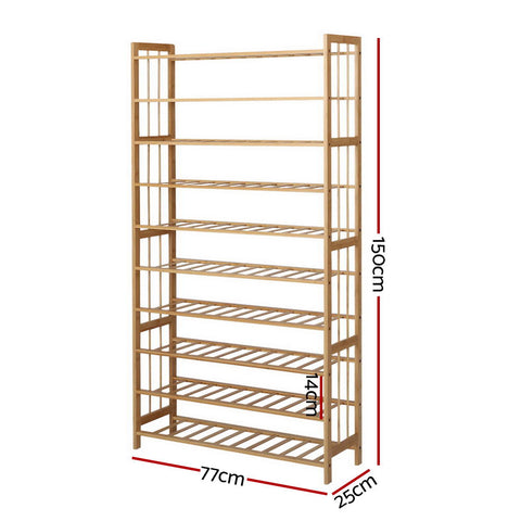 Shoe Rack Cabinet Bamboo 10-tier 50 Pairs