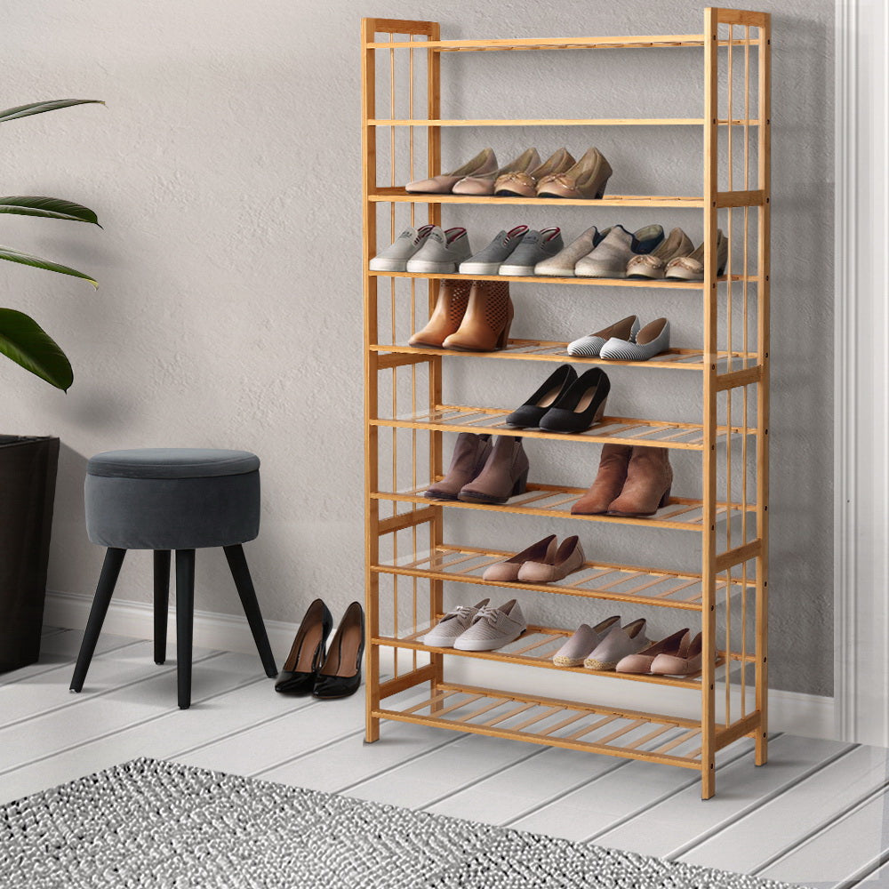 Shoe Rack Cabinet Bamboo 10-tier 50 Pairs