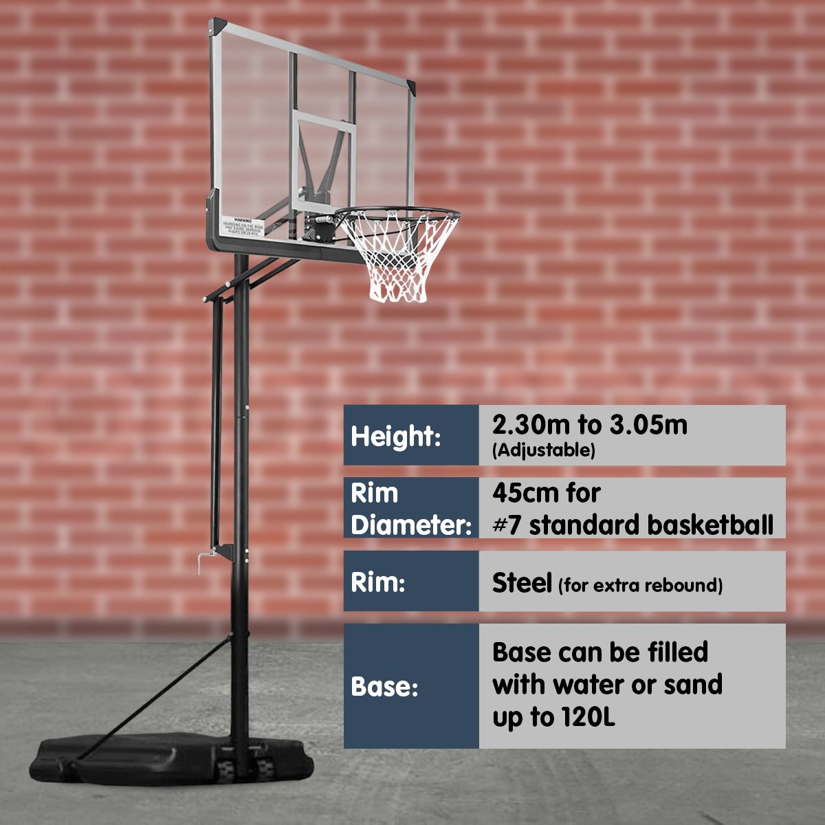 Height-Adjustable Basketball Portable Hoop for Kids and Adults